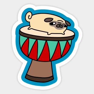 Little Pug and Djembe Sticker